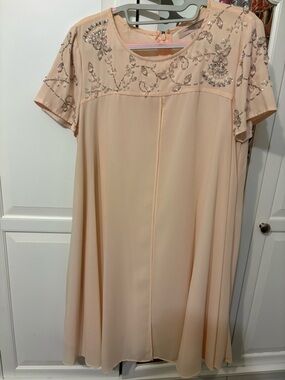 Forever 21 Beaded Pale Peach Midi Dress